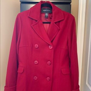 Red Wool Pea Coat Size L